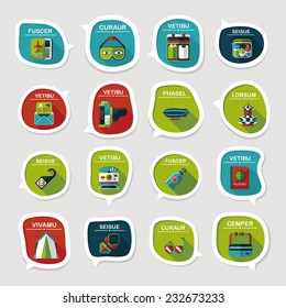 Travel bubble speech banner design flat background set, eps10, dummy text