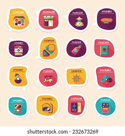 Travel bubble speech banner design flat background set, eps10, dummy text