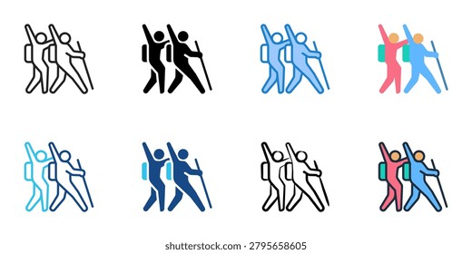 Travel buddies icons set multiple style collection. Editable stroke 
