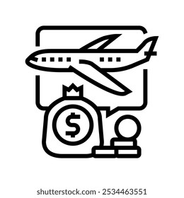 travel budget planning line icon vector. travel budget planning sign. isolated contour symbol black illustration