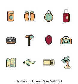 travel bundle set pixel art