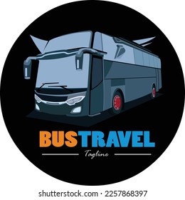 travel bus business logo with black background