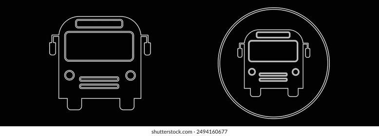 Travel bus icons, tour transport or public transportation service, vector emblems. Tourism or passenger travel trip bus icon vector design eps 10