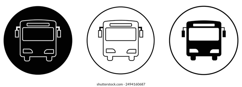 Travel bus icons, tour transport or public transportation service, vector emblems. Tourism or passenger travel trip bus icon vector design eps 10