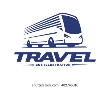 Travel bus illustration on light background