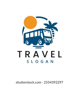 Travel Bus Logo Template isolated on white Background. tour and travel logo illustration