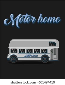 Travel bus, motor home, mobil home, caravan, tourism vector illustration