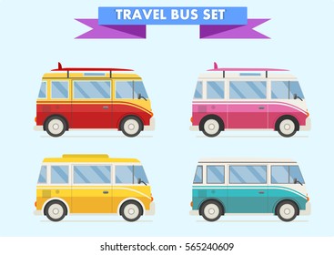 Travel Bus Set Vector