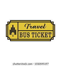 Travel bus ticket logo design with traveller silhouette and suitcase