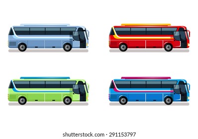 Travel bus vector flat illustration