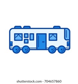 Travel bus vector line icon isolated on white background. Travel bus line icon for infographic, website or app. Blue icon designed on a grid system.
