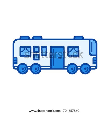 Travel bus vector line icon isolated on white background. Travel bus line icon for infographic, website or app. Blue icon designed on a grid system.