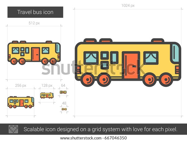Travel bus vector line icon isolated on
white background. Travel bus line icon for infographic, website or
app. Scalable icon designed on a grid
system.