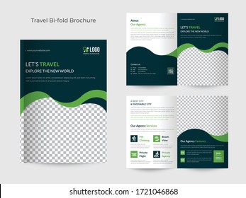 Travel, business, corporate bifold brochure template	