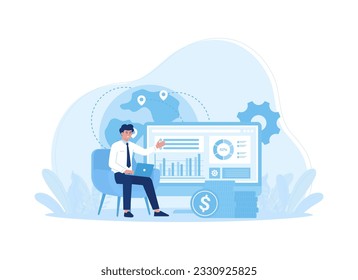 Travel business data presentation trending concept flat illustration