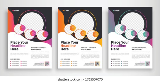Travel Business Flyer poster pamphlet brochure cover design layout background, two colors scheme, vector template in A4 size - Vector