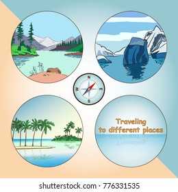 Travel. Business icons on the theme of travel. Vector.