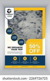 Travel business promotion Flyer Template  Tourism Brochure, Flyer Design, Cover design for social media 