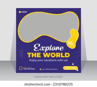 Travel business promotion social media or web banner design template Travelling for summer holiday online marketing poster vector design