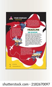Travel business promotion web banner template design for social media. Travelling, tourism or summer holiday tour online marketing flyer, post or poster with abstract graphic background and logo
