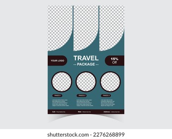 Travel business promotion web banner template design for Flyer Design. Travelling, tourism or summer holiday tour online marketing flyer, post or poster with abstract graphic background and logo