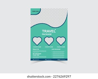 Travel business promotion web banner template design for Flyer Design. Travelling, tourism or summer holiday tour online marketing flyer, post or poster with abstract graphic background and logo