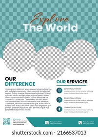 Travel business template design for social media. Travelling, tourism marketing flyer, editable graphic background.