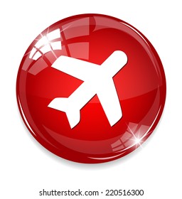 Travel button with aircraft