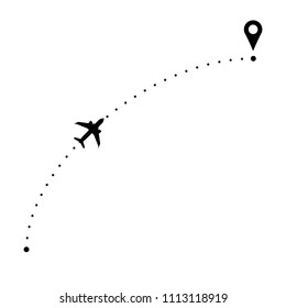 Travel By Airplane. Plane Route With Start And Finish Points