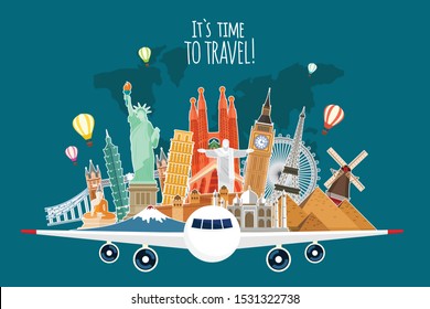 Travel by airplane. World Travel. Planning summer vacations. Tourism and vacation theme.