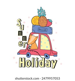 travel by car on summer holiday. vector illustration 