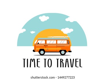 Travel by car. Road trip. World travel, tourism, summer holiday. Flat design vector illustration