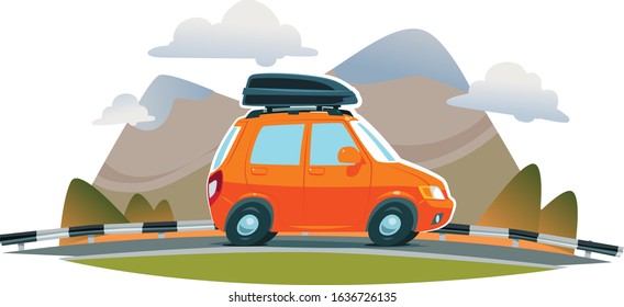 Travel by Car. Vector illustration. Summer travel