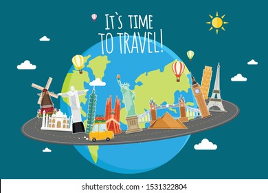 Travel by car. World Travel. Planning summer vacations. Tourism and vacation theme.