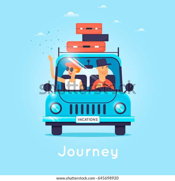 Travel\
by car. World Travel. Planning summer vacations. Tourism and\
vacation theme. Flat design vector\
illustration.