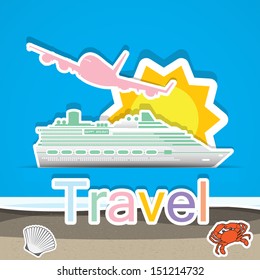 Travel by cruise ship and airship,Illustration eps 10