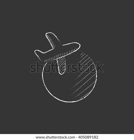 Travel by plane. Drawn in chalk icon.