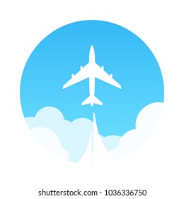 Travel by Plane, Vector Emblem in flat style