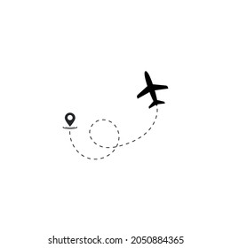 travel by planeplane flying,airplane flight path,travel dash, route finder by GPS, airplane routes,flight path of love,Valentine's Day.vector illustration