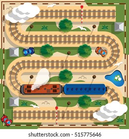 Travel by rail. View from above. Vector illustration.