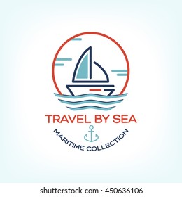 Travel by sea. Maritime collection illustration