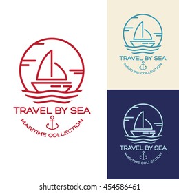 Travel by sea. Maritime collection illustration