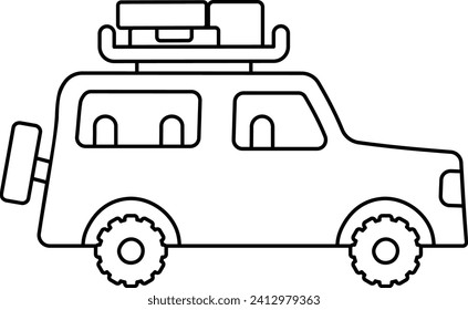 Travel by SUV Vehicle Concept, Off Road Tourism Vector Design, Wandering and Leisure Symbol, Touring and Pleasure Sign, Odyssey and Escapade Stock illustration,