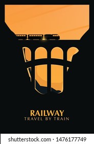 Travel by Train. Railway bridge with outdoor landscape. Travel Concept