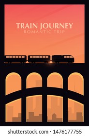 Travel by Train. Railway bridge with outdoor landscape. Travel Concept