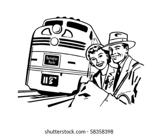 Travel By Train - Retro Clip Art