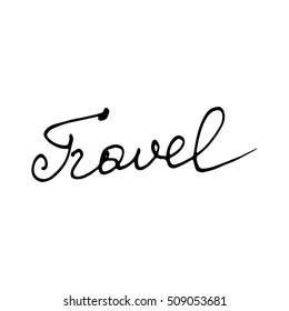 travel calligraphy vector of hand made doodle illustration