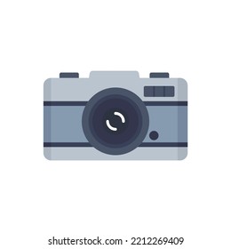 Travel camera icon. Flat illustration of Travel camera vector icon isolated on white background