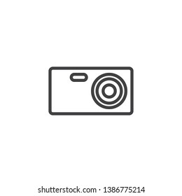 Travel camera line icon. linear style sign for mobile concept and web design. Photo Camera outline vector icon. Symbol, logo illustration. Pixel perfect vector graphics