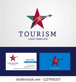 Travel Cameroon flag Creative Star Logo and Business card design